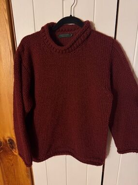 Women's Irish wool -Burgundy Turtleneck Sweater
